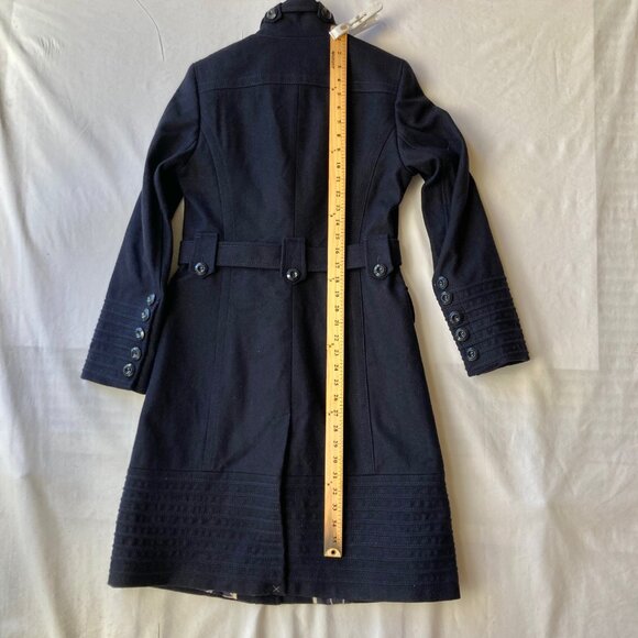 Womens Navy Blue Wool Trench Coat Peacoat Jacket Size Small S Made in Ukraine - Picture 11 of 16
